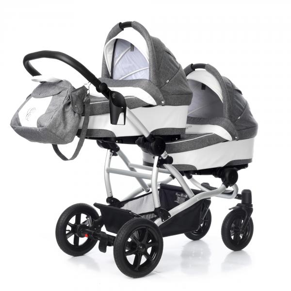 Детская коляска для двойни для новорожденного Esspero Duetto (шасси Grey) Denim