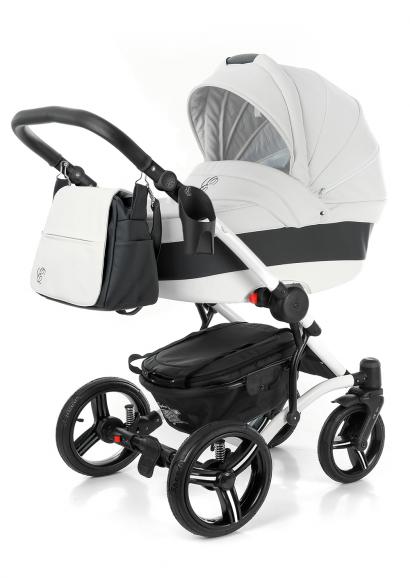 Коляска для новорожденных Esspero Grand Tour (шасси White) White leatherette