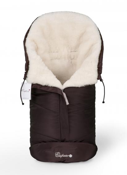 Конверт в коляску Esspero Sleeping Bag White (натуральная 100% шерсть) Chocolat