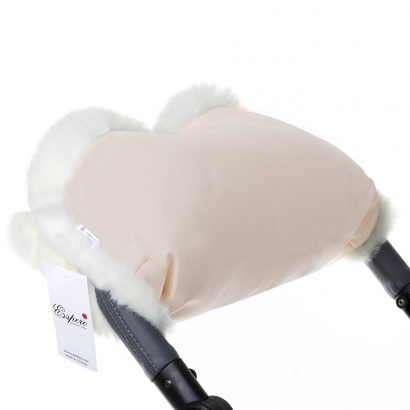 Муфта для рук на коляску Esspero LIT Leatherette (эко кожа) Бежевый/Белый