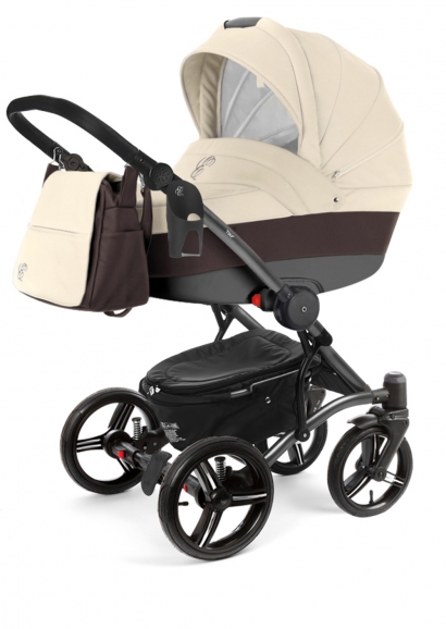 Коляска для новорожденных Esspero Grand Tour (шасси Graphite) Cream leatherette