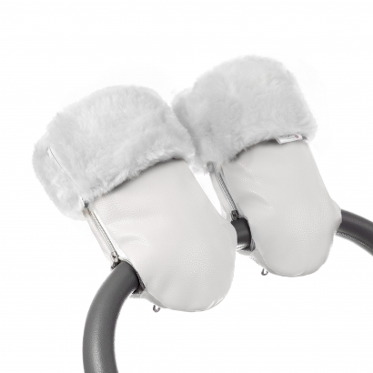 Муфта-рукавички для коляски Esspero Double White Leatherette (Натуральная шерсть) White
