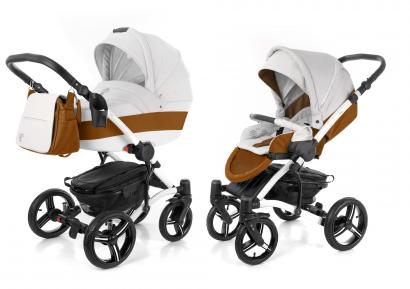 Детская коляска 2 в 1 Esspero Grand Tour (шасси White) Orange leatherette