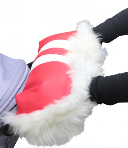 Муфта для рук на коляску Esspero Polar Bear (Натуральный мех) Red