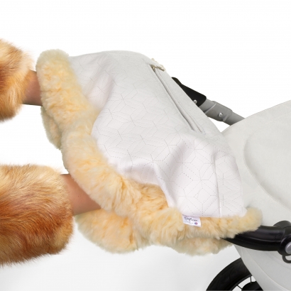 Муфта для рук на коляску Esspero Julia (Натуральный мех) White