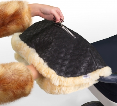 Муфта для рук на коляску Esspero Julia (Натуральный мех) Black