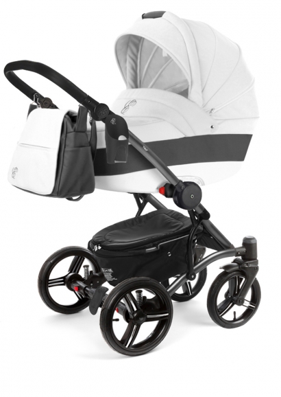 Коляска для новорожденных Esspero Grand Tour (шасси Graphite) White leatherette