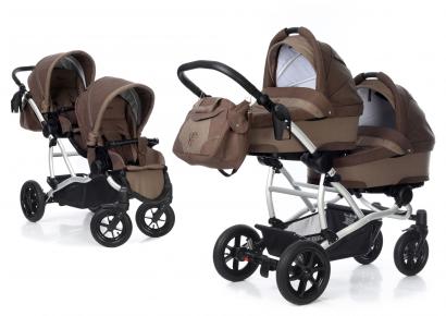 Детская коляска для двойни 3 в 1 Esspero Duetto (шасси Grey) Coffee