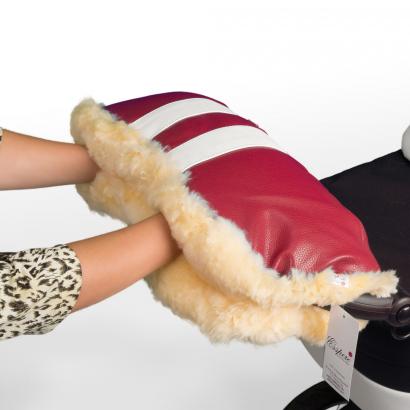 Муфта для рук на коляску Esspero Bear (Натуральный мех) Red