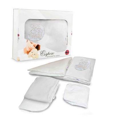 Дополнительный комплект постельного белья в коляску Esspero Lui 2 предмета Мишки на луне Белый