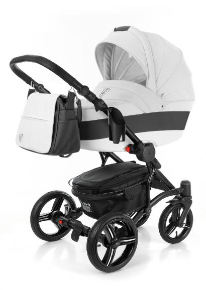 Коляска для новорожденных Esspero Grand Tour (шасси Black) White leatherette