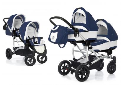 Детская коляска для двойни 3 в 1 Esspero Duetto (шасси Grey) Navy Grey