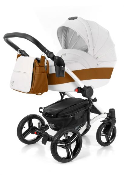 Коляска для новорожденных Esspero Grand Tour (шасси White) Orange leatherette