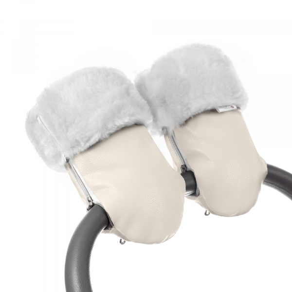 Муфта-рукавички для коляски Esspero Double White Leatherette (Натуральная шерсть) Beige - купить по цене от производителя в официальном интернет-магазине