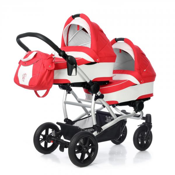 Детская коляска для двойни для новорожденного Esspero Duetto (шасси Grey) Red Lux